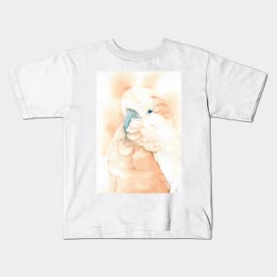 salmon-crested cockatoo watercolor portrait muluccan cacatua parrot Kids T-Shirt